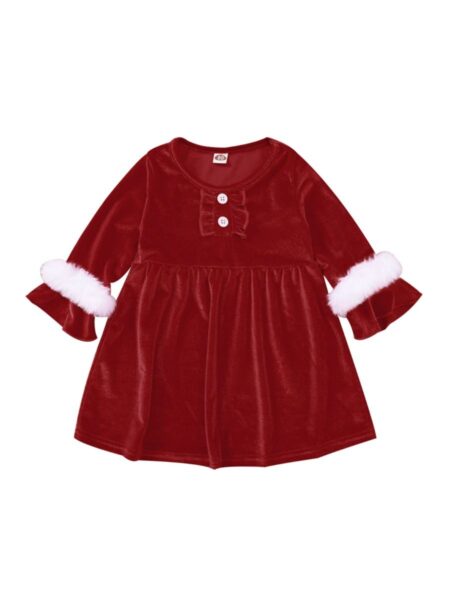 Baby Girl Xmas Ruffle Trim Red Dress 2