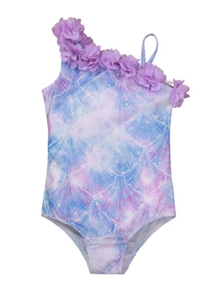 One Piece Kid Girl Shell Print Swimsuit 2
