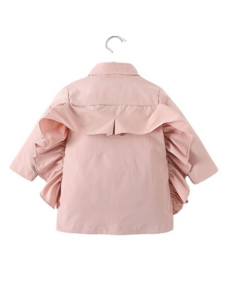 Kid Girl Double Breasted Ruffled Decor Trench Coat
