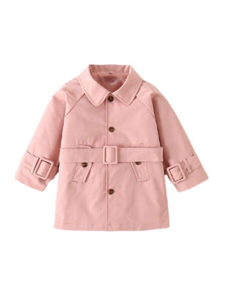 Kid Girl Belted Pink Trench Coat 2