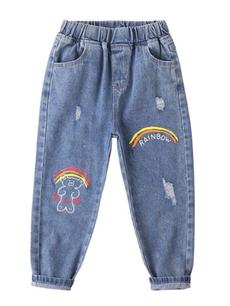 Kid Girl Rainbow Bear Jeans 2