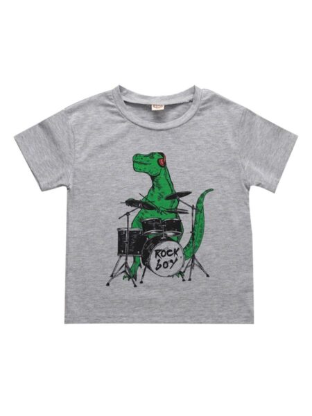 Kid Boy Dinosaur Rock Boy T-shirt 2