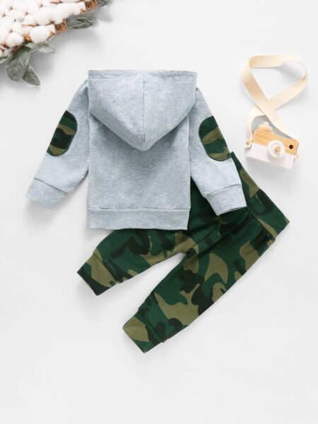 2 Pieces Baby Toddler Boy Camouflage Decor Set Hooded Sweatshirt And Pants