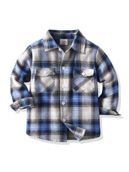 Kid Boy Blue Check Shirt - Wholesale Baby Clothing Wholesale Kids Clothes
