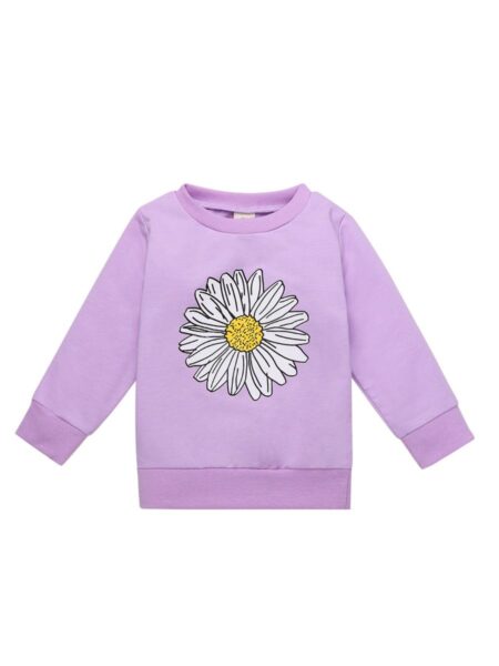 Toddler Girl Daisy Print Sweatshirt - Wholesale Baby Clothing Wholesale Kids Clothes