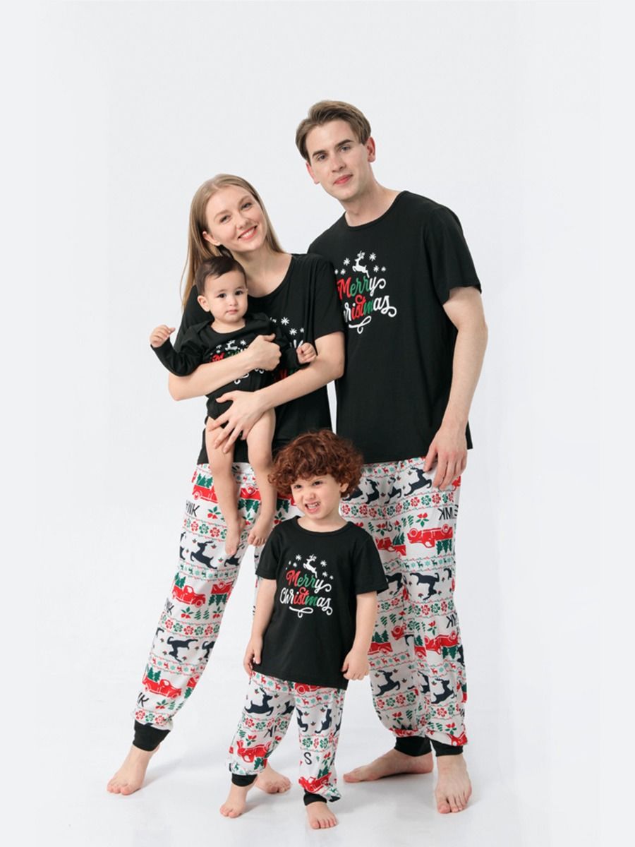 Merry Christmas Family Matching Loungewear Sets T-shirt Pants Bodysuit