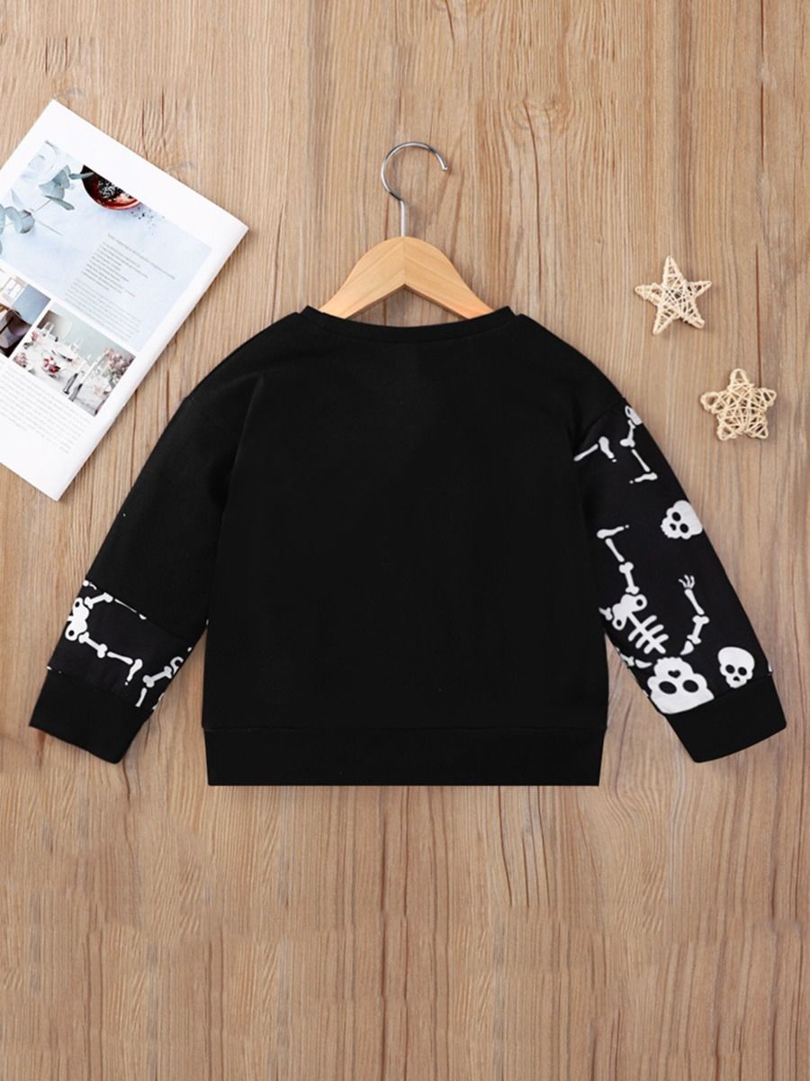 Skull Print Kid Halloween Sweatshirt  Wholesale
