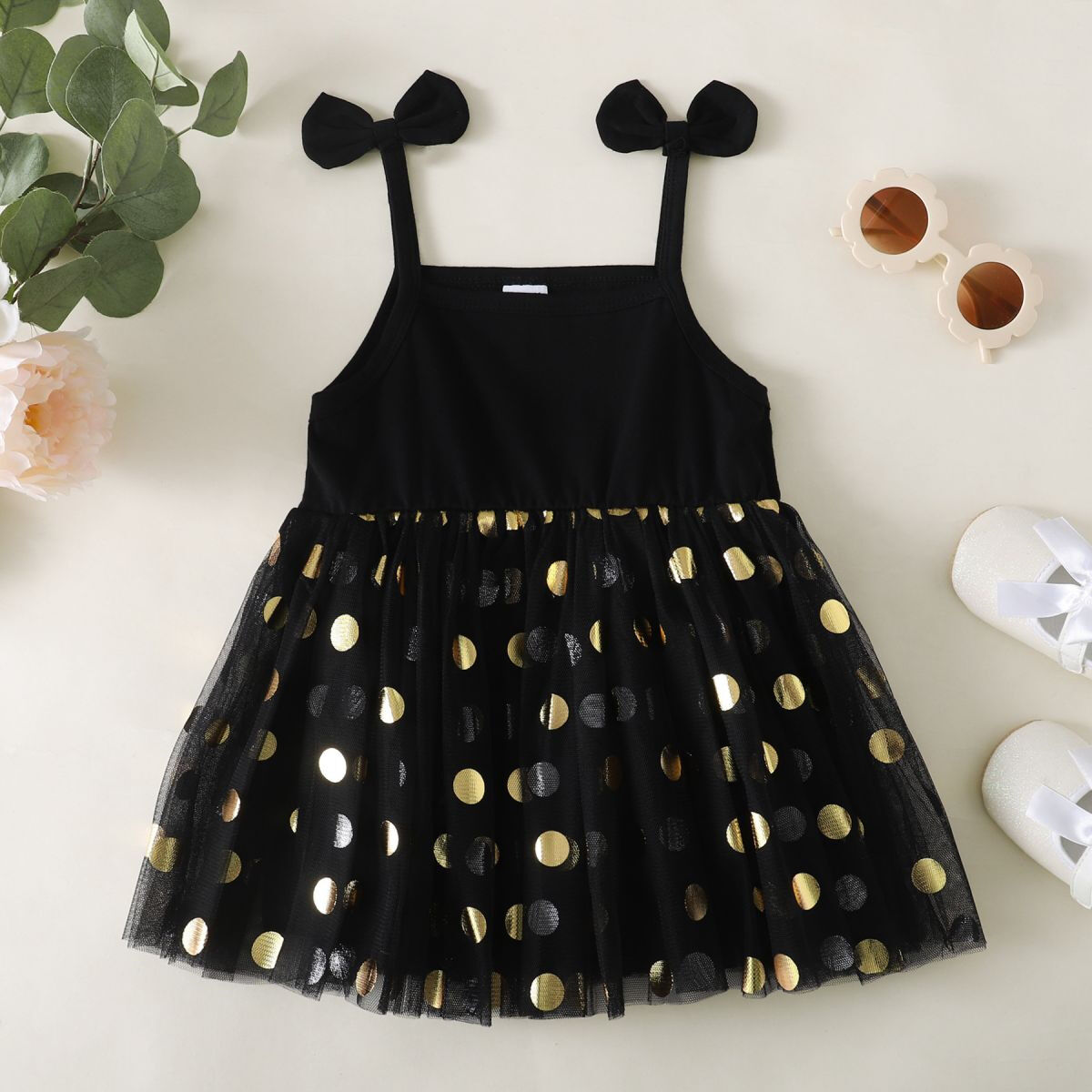 9M-3Y Summer Dresses For Girls Polka Dot Mesh Panelled Slip Wholesale ...