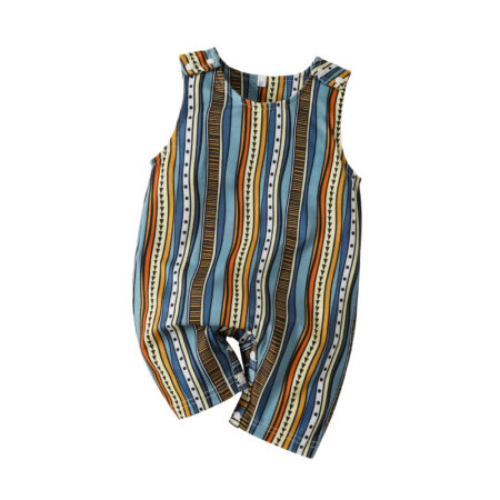 0-18M Buttoned Stripe Print Sleeveless Jumpsuit Wholesale - Wholesale Baby Clothing Wholesale Kids Clothes