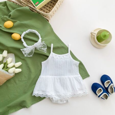3-24M Suspender Solid Color Lace Skirt Romper Wholesale - Wholesale Baby Clothing Wholesale Kids Clothes