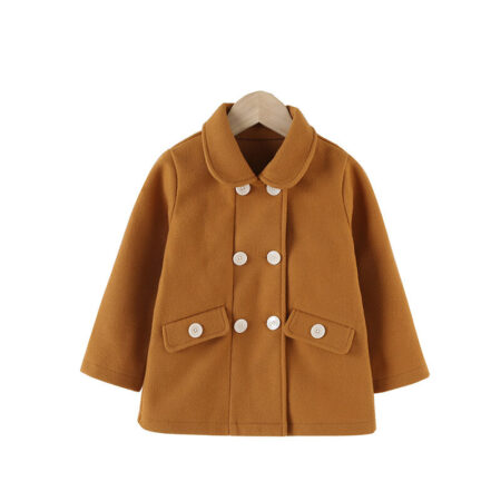2-7Y Toddler Girls Solid Color Double-Breasted Woolen Coat Wholesale - Wholesale Baby Clothing Wholesale Kids Clothes