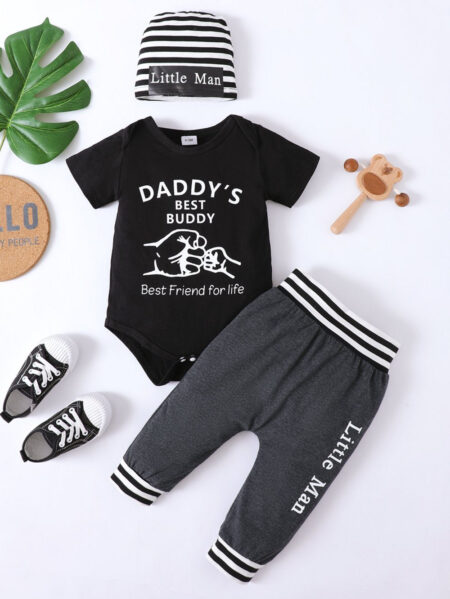 Summer New Baby Boy 0-24M Printed Suit Hat + T-shirt + Trousers Wholesale - Wholesale Baby Clothing Wholesale Kids Clothes